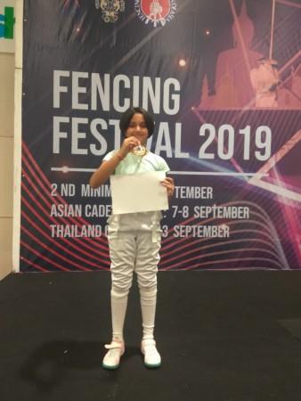 Sejal with her gold medal Sejal Gulia