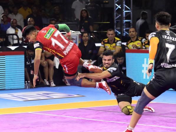 Pawan Sehrawat in one of his raids Pro Kabaddi League