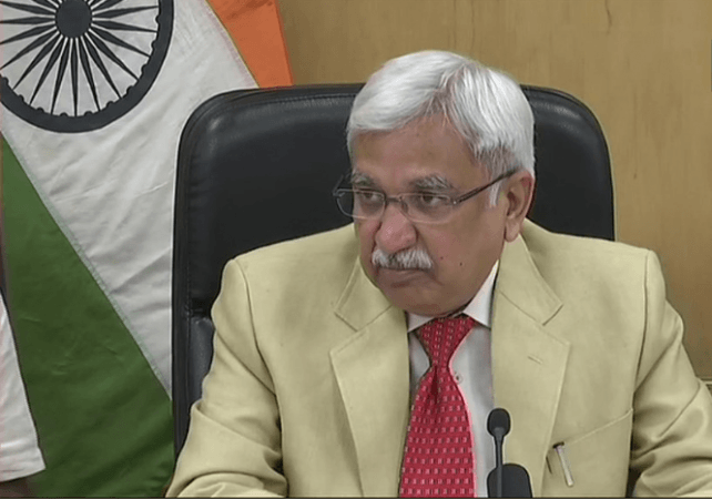 CEC Sunil Arora addressing a press briefing in Delhi. sunil arora