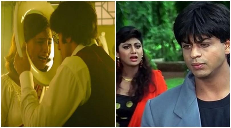 Ranbir Kapoor and Sonam Kapoor in Sanju (left). Shah Rukh Khan and Shilpa Shetty in Baazigar Ranbir Kapoor and Sonam Kapoor in Sanju (left). Shah Rukh Khan and Shilpa Shetty in Baazigar