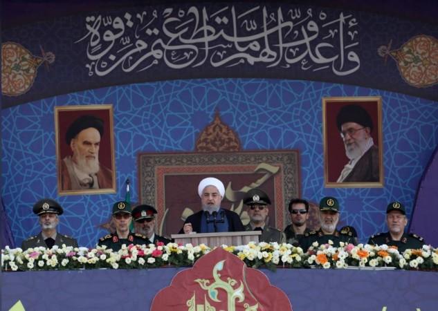 Iranian President Hassan Rouhani delivers a speech during the ceremony of the National Army Day parade in Tehran, Iran September 22, 2019. Iran President Hassan Rouhani