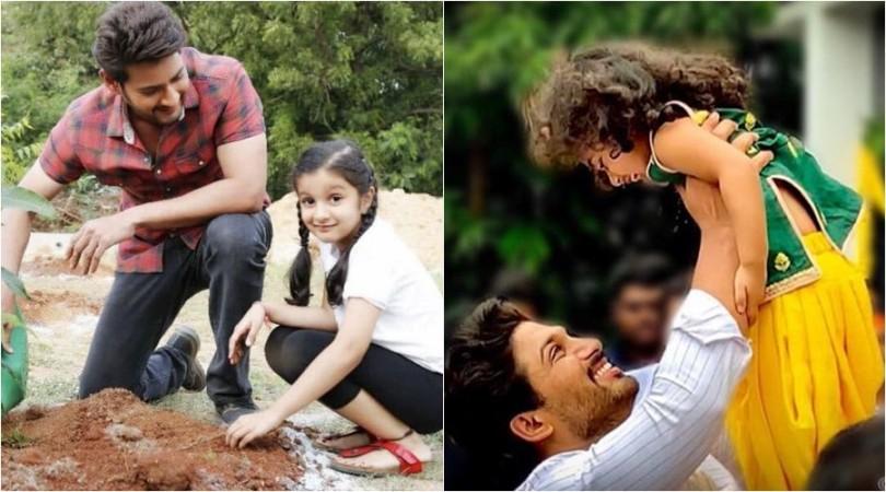 Mahesh Babu and Allu Arjun with their daughters Sitara and Arha Mahesh Babu and Allu Arjun with their daughters Sitara and Arha