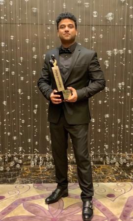 Music Director Devi Sri Prasad poses for a photograph after winning the award for Rangasthalam. Devi Sri Prasad
