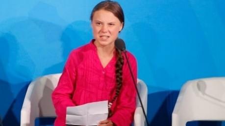 Swedish teenage climate activist Greta Thunberg addresses during the Climate Action Summit 2019 at the 74th session of the UN General Assembly (UNGA 74) at United Nations on Sep 23, 2019. Greta Thunberg