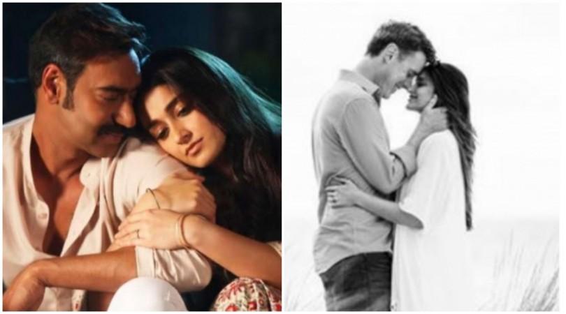 Ajay Devgn and Ileana D'Cruz in a movie (left), Ileana with Andrew Kneebone (right). Ajay Devgn and Ileana D'Cruz in a movie (left), Ileana with Andrew Kneebone (right)