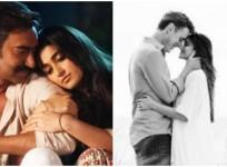 Ajay Devgn and Ileana D'Cruz in a movie (left), Ileana with Andrew Kneebone (right)