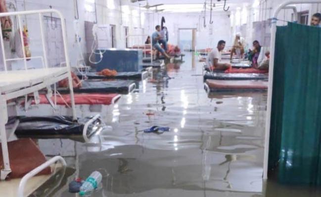 A flooded hospital in Bihar. Bihar rains