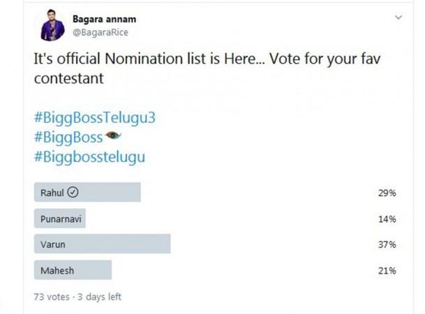 Bigg Boss Telugu 3 Twitter poll Bigg Boss Telugu 3 Twitter poll