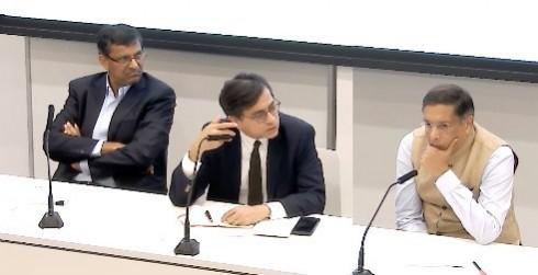 Former Reserve Bank of India (RBI) governor Raghuram Rajan (left) has blamed the lack of economic wisdom for the 'worrisome' economic situation in India. Raghuram Rajan at OP Jindal Lecture