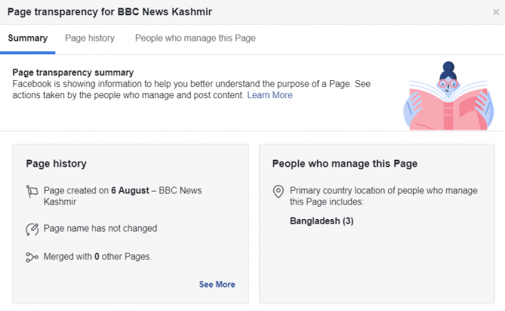 Page Transparency. Facebook Page Transparency