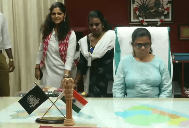 Patil was received at the Collectorate by a few senior officials on her arrival. pranjil patil