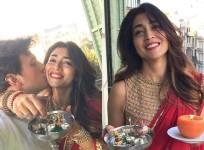 Shriya Saran being kissed by her Husband