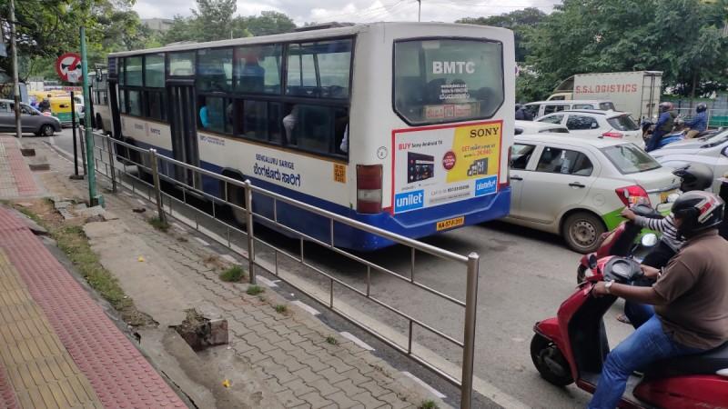 Steel railings on footpaths in Bengaluru