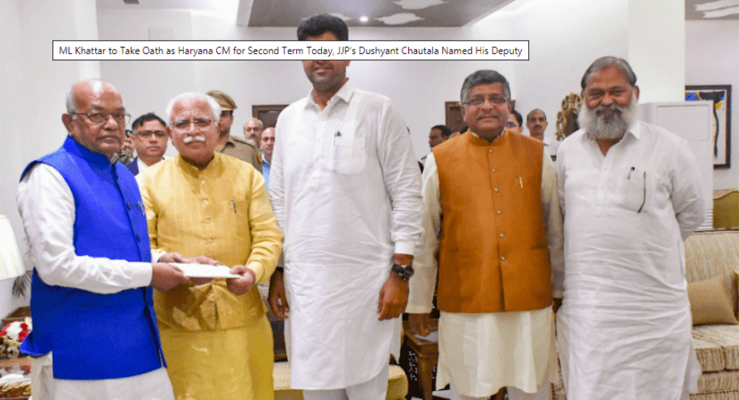Image: PTI ML Khattar and Dushyanth Chautala