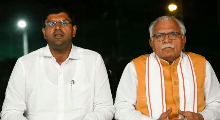 Image: PTI ML Khattar and Dushyanth Chautala