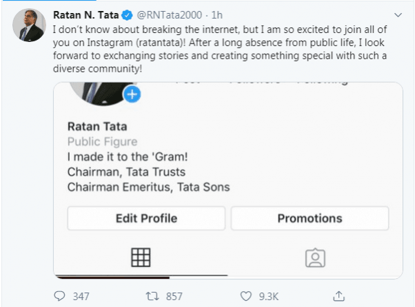 Ratan Tata instagram