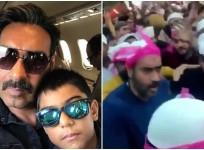 Ajay Devgn and son Yug get mobbed