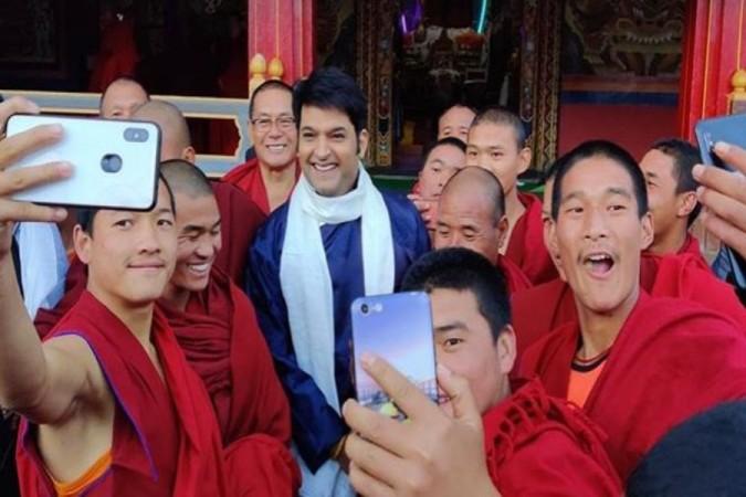 Kapil Sharma with Buddhist monks in Arunachal Pradesh Kapil Sharma in Arunachal Pradesh