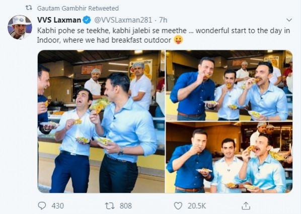 Laxman's tweet that was shared by Gambhir VVS Laxman tweet