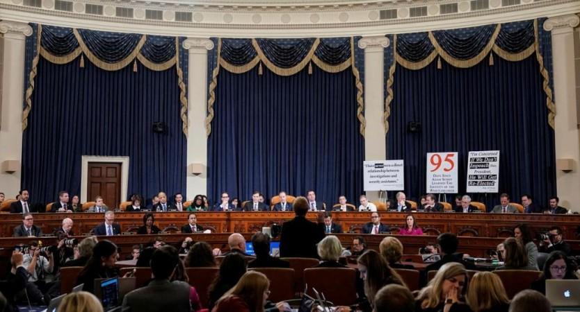 Marie Yovanovitch, former US ambassador to Ukraine, is sworn in to testify before a House Intelligence Committee in Washington, US, November 15, 2019. Trump impeachment