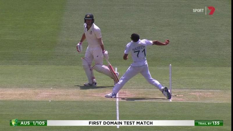 Naseem Shah overstepped on the delivery where he got David Warner to edge to keeper Naseem Shah