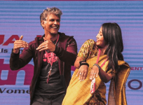 Milind Soman and Ankita Konwar Bihu dance