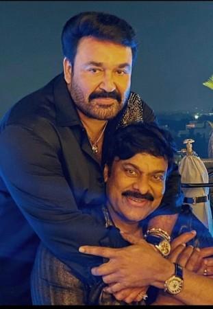 Mohanlal and Chiranjeevi, from the reunion. Mohanlal