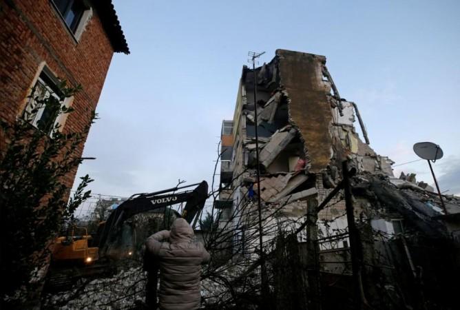 A damaged building is pictured in Thumane, after an earthquake shook Albania, November 26, 2019. Albania quake
