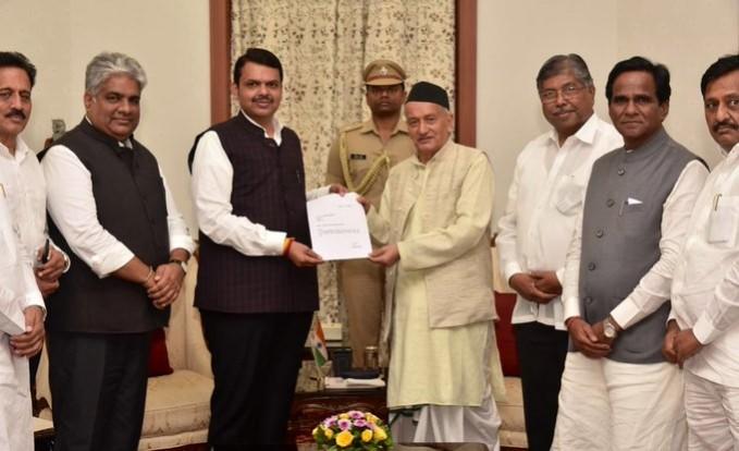 Devendra Fadnavis submitting his resignation as Maharashtra CM to Governor Bhagat Singh Koshyari Devendra Fadnavis submitting his resignation as Maharashtra CM to Governor Bhagat Singh Koshyari