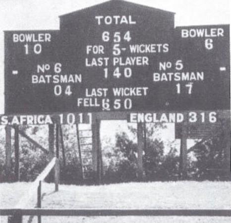 Scorecard from the 1939 England vs South Africa Test at Durban Timeless Test