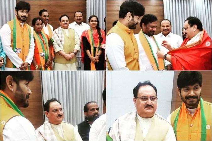 Kaushal Manda joining the BJP in the present of president JP Nadda Kaushal Manda joining the BJP in the present of president JP Nadda