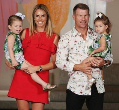 Warner with his wife and two daughters David Warner family