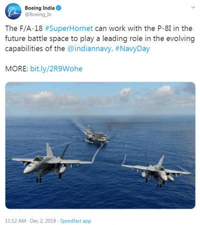 Boeing pitches F/A-18 fighter for Indian Navy Boeing pitches F/A-18 fighter for Indian Navy