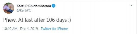 Karti Chidambaram tweet