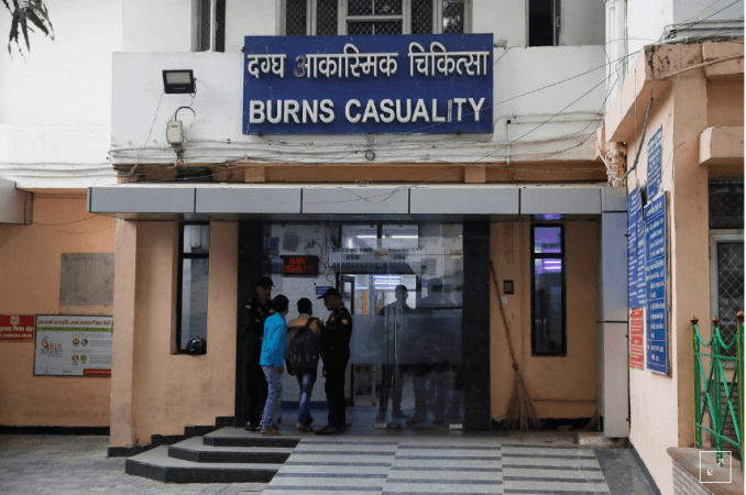 The burns casualty ward of a hospital where a 23-year-old rape victim, who was set ablaze by a gang of men, including the alleged rapist, is being treated, is pictured in New Delhi, December 6, 2019. unnao rape case