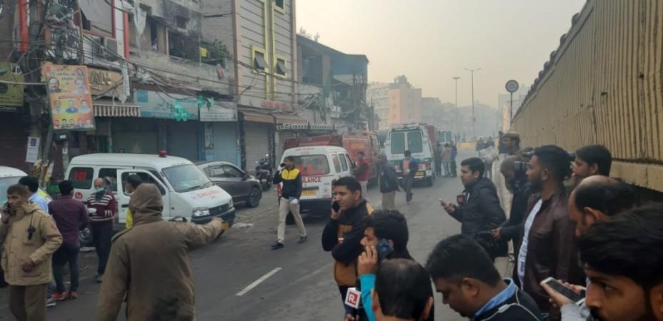 The area is a busy marketplace. Delhi fire