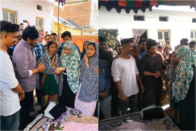 Chiranjeevi and Allu Arjun offering condolences to Noor Mohammed's family Chiranjeevi and Allu Arjun offering condolences to Noor Mohammed's family
