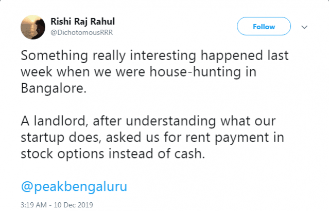 Bengaluru landlord's unusual request surprises startup founder Bengaluru landlord's unusual request surprises startup founder
