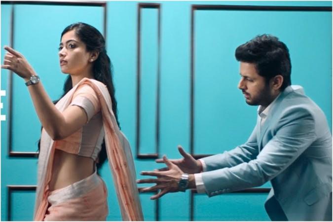Nithiin and Rashmika Mandanna in Bheeshma. Bheeshma