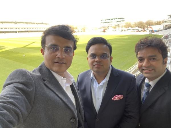 Sourav Ganguly with Jay Shah (in the middle) and Arun Thakur at Lord's Sourav Ganguly Jay Shah