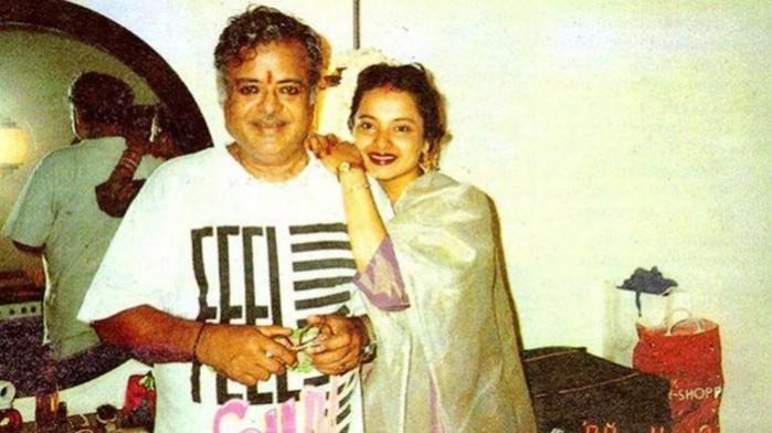 Rekha with father Gemini Ganesan Rekha with father Gemini Ganesan