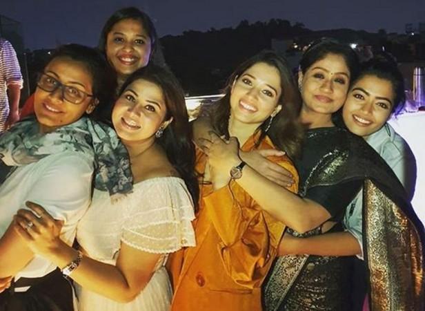 Tamanna parties with team members of Sarileru Neekevvaru Tamanna parties with team members of Sarileru Neekevvaru
