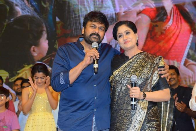 Vijayashanti and Chiranjeevi turn emotional on stage. Chiranjeevi