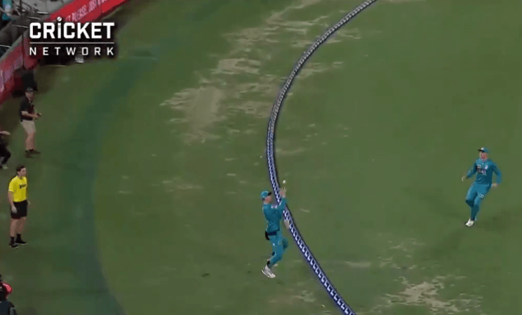 Matt Renshaw paws the ball over the rope Matt Renshaw catch