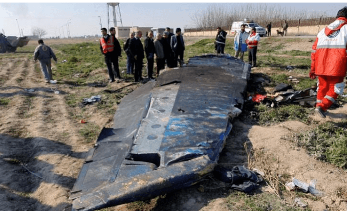 General view of the debris of the Ukraine International Airlines, flight PS752, Boeing 737-800 plane that crashed after take-off from Iran's Imam Khomeini airport, on the outskirts of Tehran, Iran January 8, 2020 is seen in this screen grab obtained from a social media video via REUTERS Ukarain aircraft