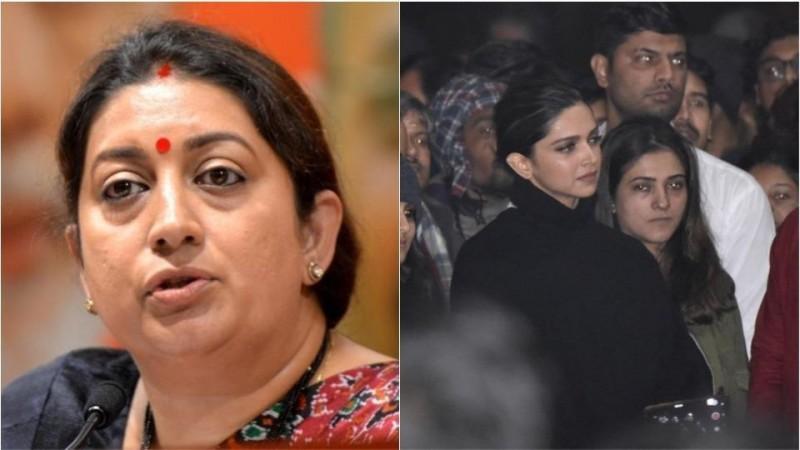 Smriti Irani and Deepika Padukone Deepika Padukone at JNU