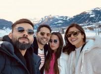 Varun Dhawan and Natasha Dalal with Virat Kohli and Anushka Sharma