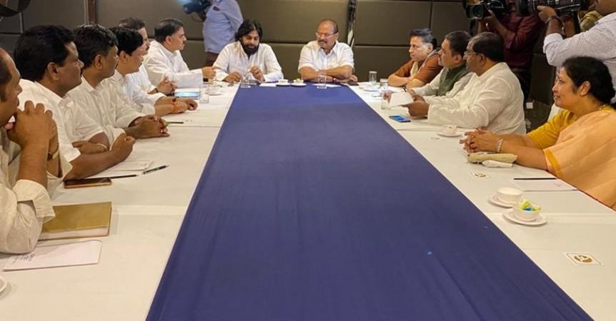 Pawan Kalyan announces JSP's alliance with BJP in Andhra Pradesh Pawan Kalyan announces JSP's alliance with BJP in Andhra Pradesh