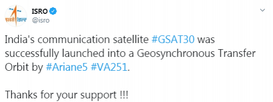 ISRO/Twitter ISRO Tweet