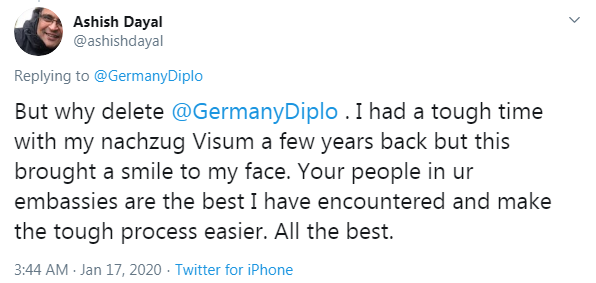 German Foreign Office tweet reactions